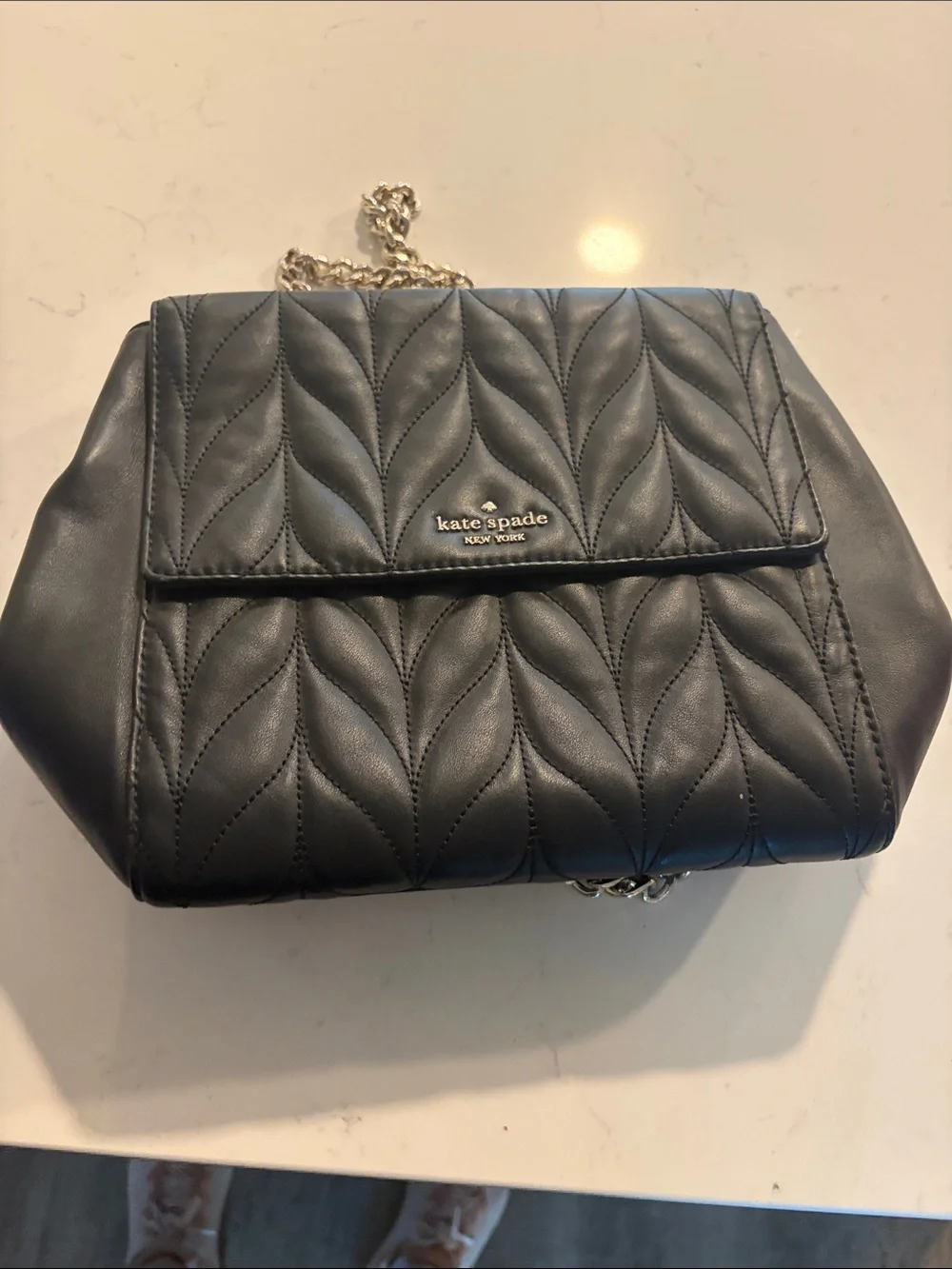 kate spade Black Quilted Leather Chain-Strap Backpack